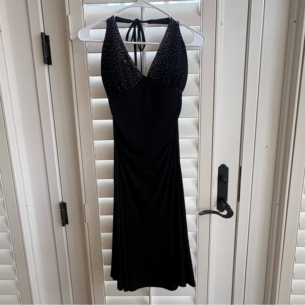 Ruby Rox Black Backless Dress with Silver Accents